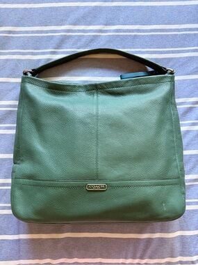 Coach Green Pebbled Leather Brooke Shoulder Hobo